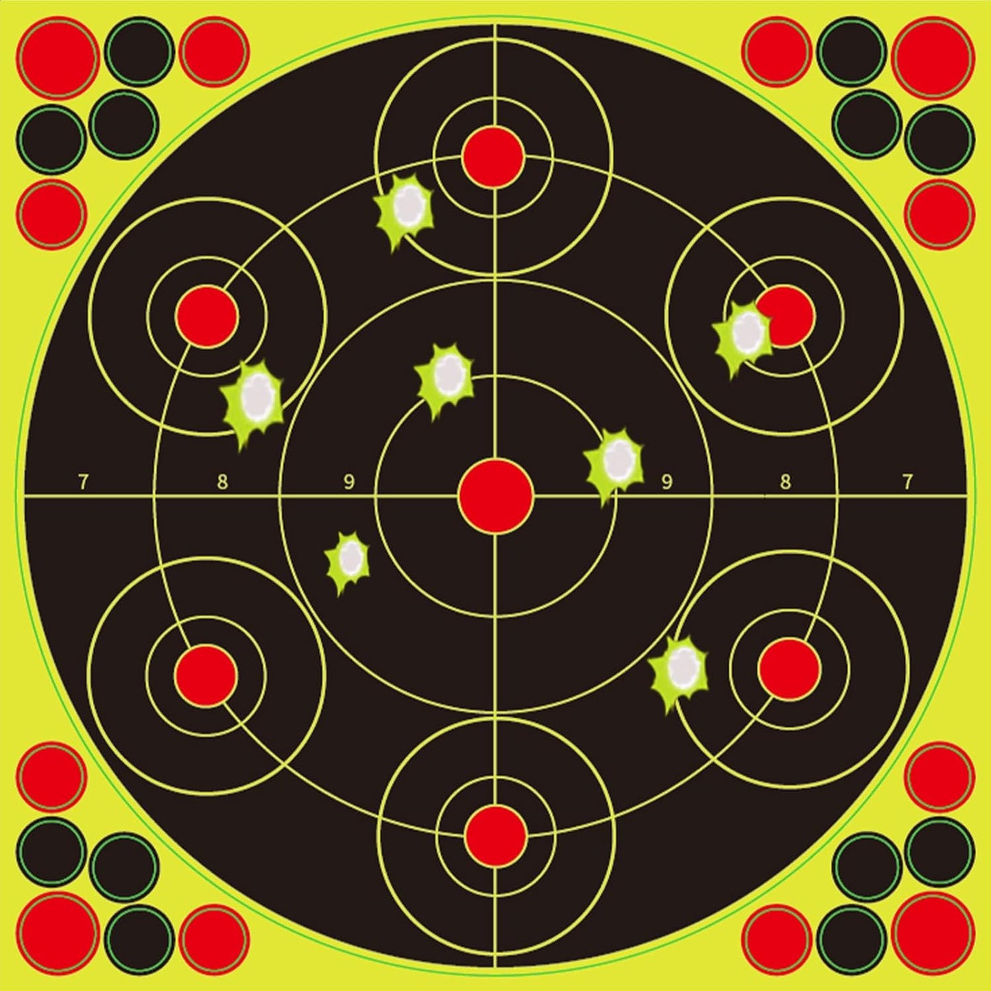 Reactive Fluorescent Shooting Targets by Splatter | 12x12” Adhesive Stickers with Repair Patches for Range Training