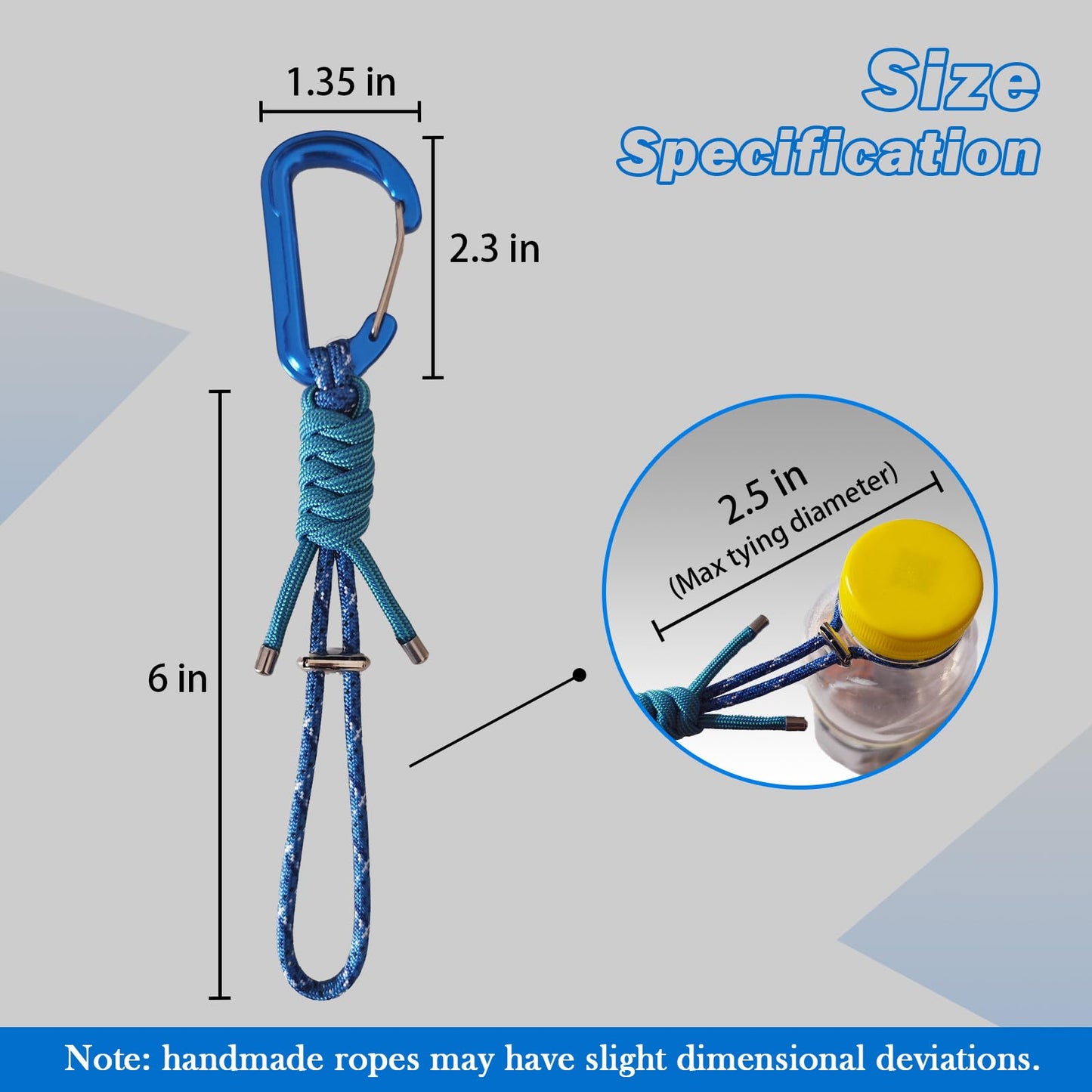 Jaymokes Paracord Keychain Carabiner Clip - D Ring Carabiner with Lanyard, Creative Gifts Suitable for Hanging Water Bottle, Key, Backpacks and More (Blue)