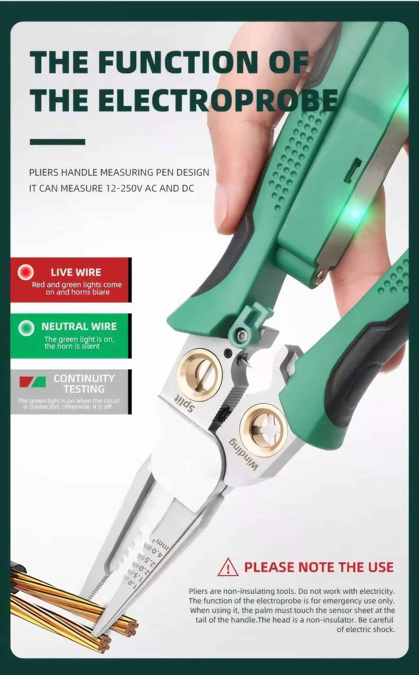 8 in 1 Wire Stripper with Voltage Tester, Electric Pliers, Multi-function Electric Wire Stripping Tool for Cutting and Pulling Pliers,Multi-Function Electrician Tool for Cutting, (1).