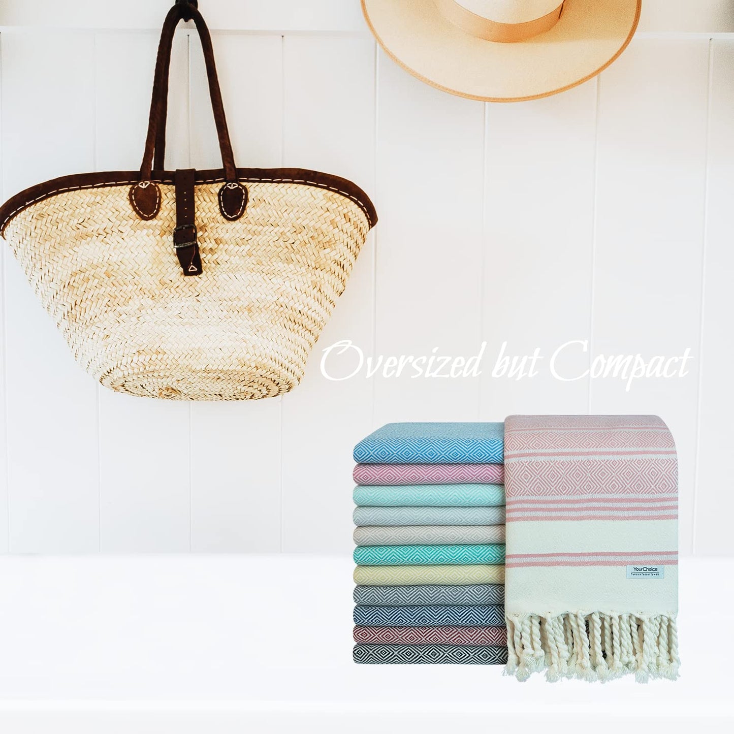 Your Choice Turkish Beach Towel (71x41) - 100% Cotton Turkish Towel, Sand Free Quick Dry Oversized, Lightweight Compact Travel Towel - Color Melon