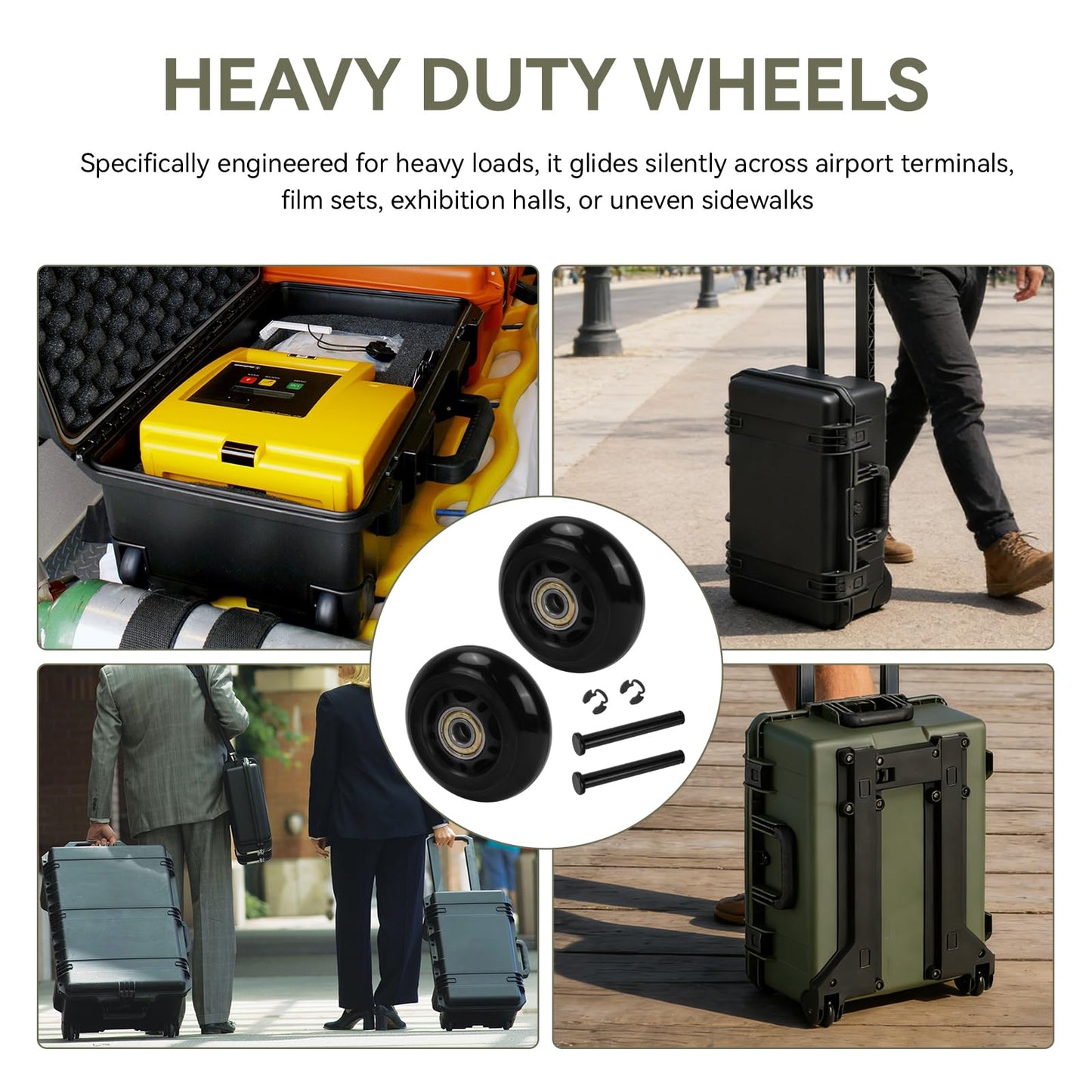 2 Pack Replacement Wheels Compatible with Pelican Storm iM Series Rolling Cases, Heavy Duty Durable Travel Case Wheels for iM2500 iM2620 iM2720 iM2950 iM2975 and More