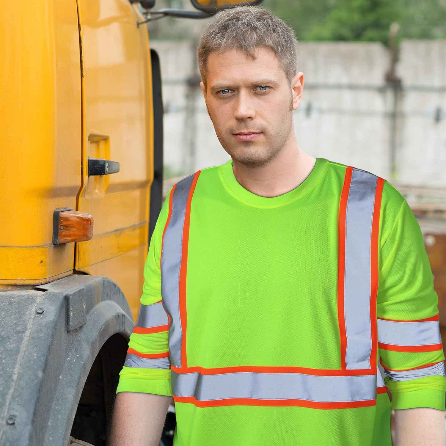 High Visibility Class 3 Safety T-Shirt - 6 Pack Long Sleeve Reflective Work Shirts for Construction & Surveying