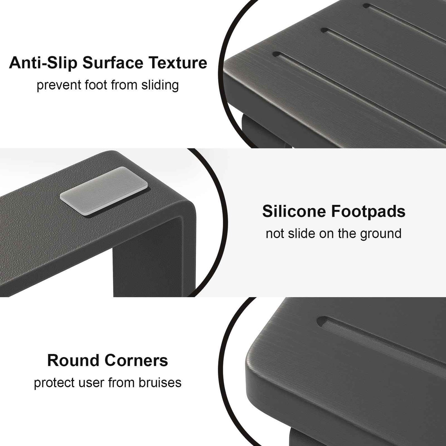 Squatting Potty for Adults, 7in Wooden Poop Stool Adult, Matte Black Bamboo Toilet Stool Squat, Wood Pooping Stool for Bathroom, Toilet Foot Step for Kids with Non-Slip Mat