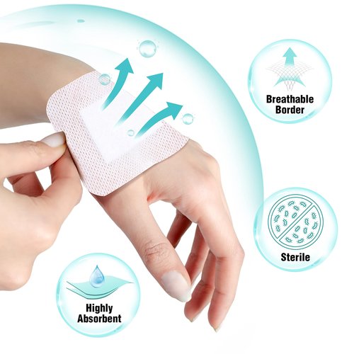 General Medi Sterile Island Dressing Bordered Gauze – 50 Count, 4" x 4" Gauze Pads, Wound Care Pad with Adhesive Border - Sterile, Soft & Highly Absorbent Medical Grade Dressing Pad