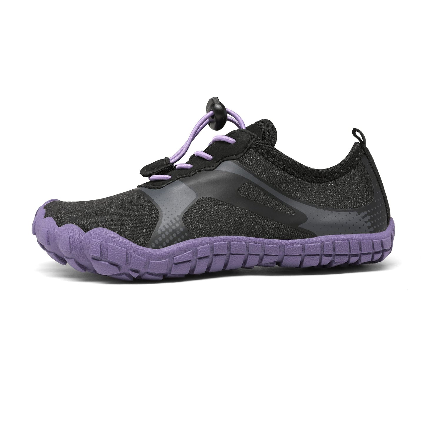 NORTIV 8 Kids Water Shoes, Lightweight Quick Dry Barefoot Athletic Aqua Sports Shoes for Boys & Girls, Outdoor, Summer (Toddler/Little Kid/Big Kid), Size 2 Little Kid,Black/Grey/Purple,Aqua-K1