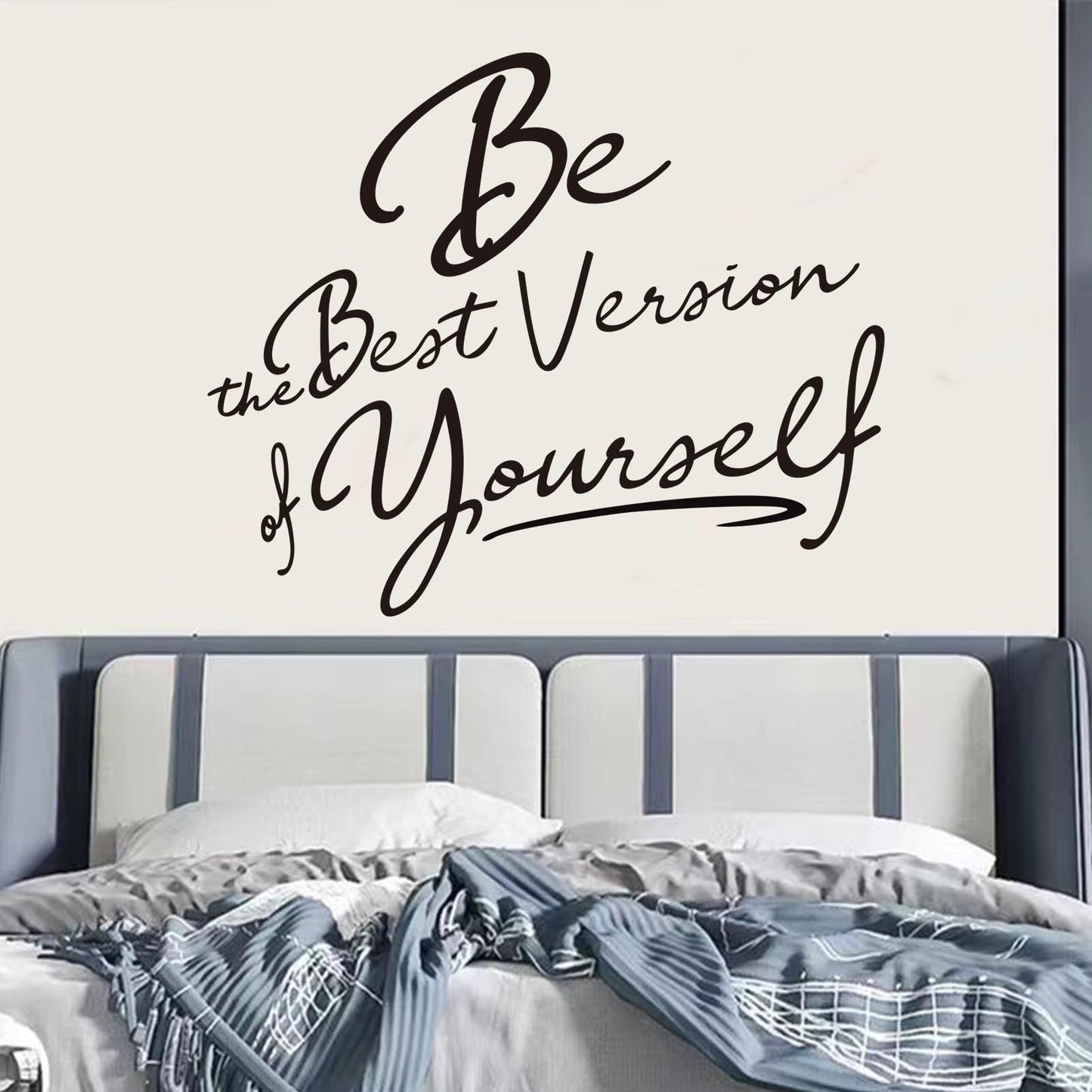 Inspirational Quotes Bedroom Wall Stickers: Women Beautiful Home Positive Vinyl Art Wall Decals - Living Room Bathroom Kitchen Family Wall Decor - Be The Best Version of Yourself 18" X 15"
