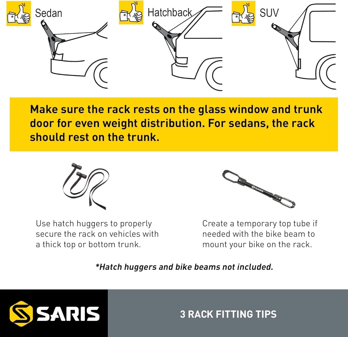 Saris Solo Bike Rack - Lightweight 1-Bike Trunk Mount Carrier for Cars & SUVs | Tool-Free & Compact