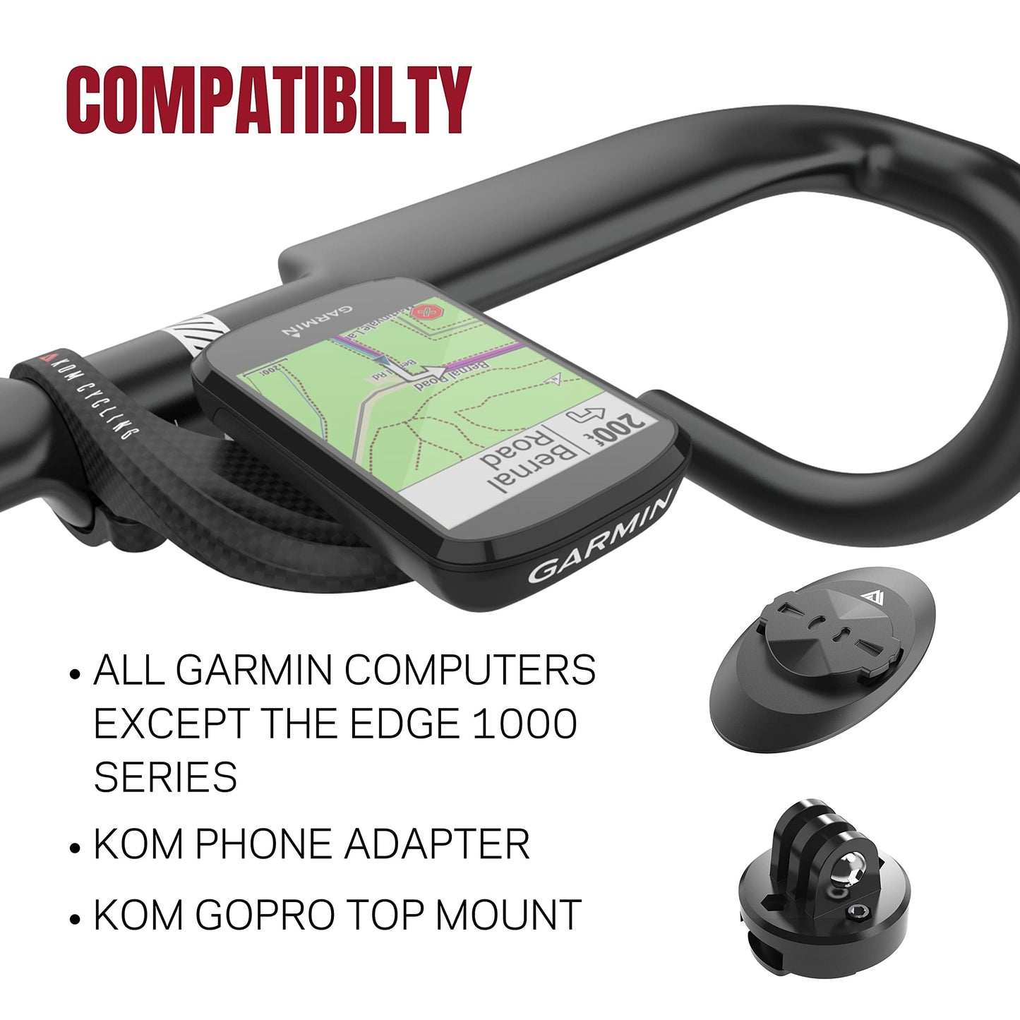 KOM Cycling Orange Garmin Bike Mount from Garmin Edge Mount Designed for Garmin Edge 530 and Other Garmin Models