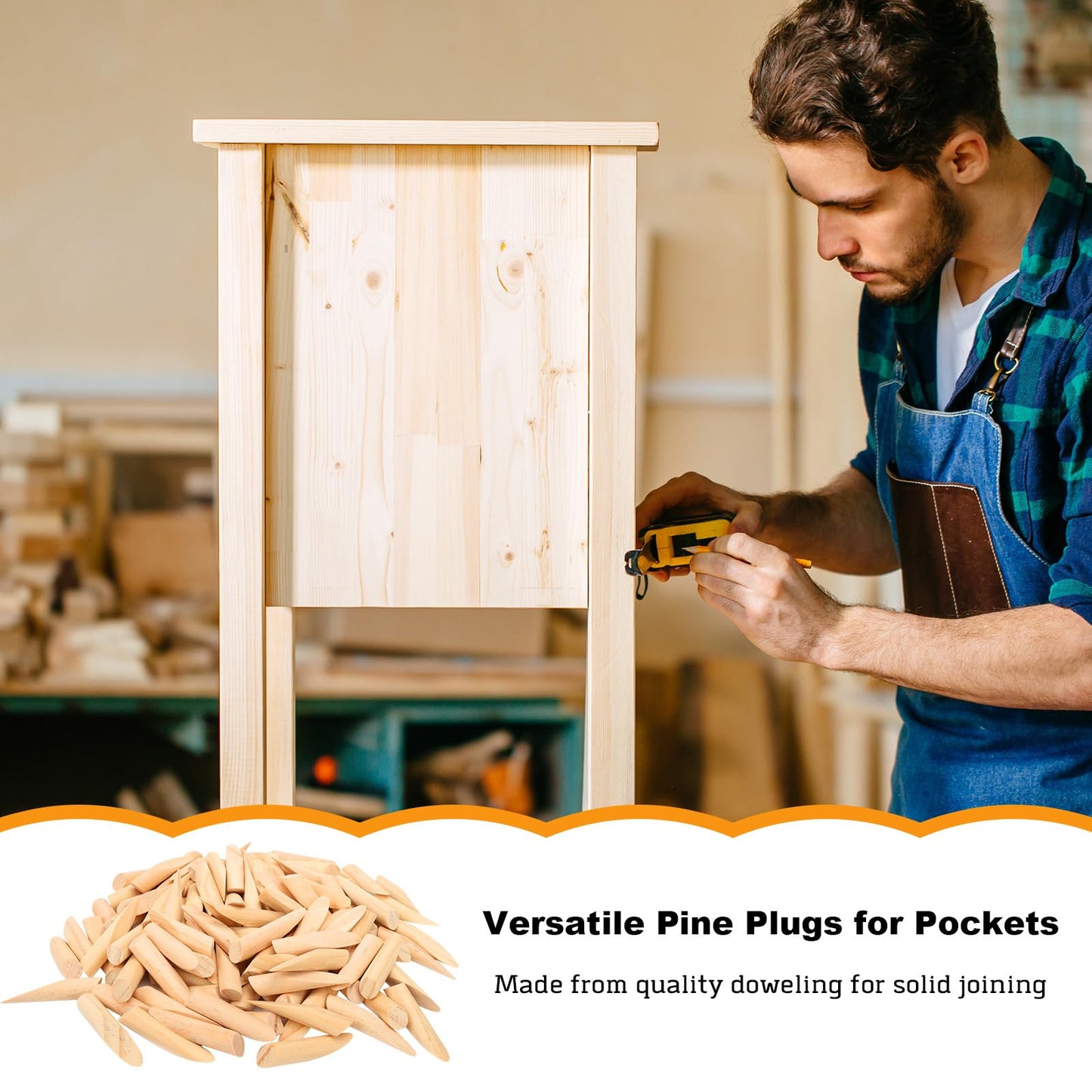 BLSUREFYX 120 PCS Solid Wood Pocket Hole Plugs 3/8-Inch Diameter Sturdy and Resistant to Breakage Pine Wooden Hole Plugs for Screw Holes and Pocket Hole Jig Woodworking Tool