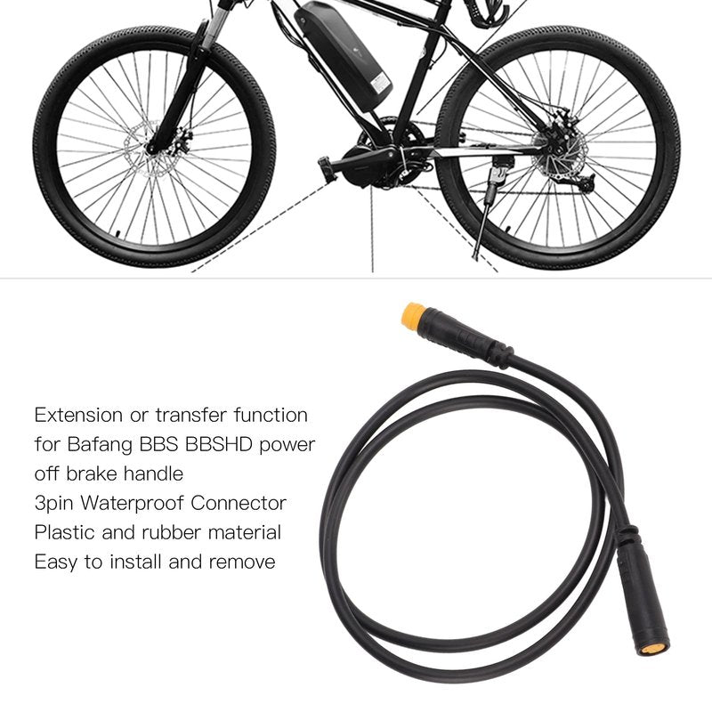 Extension Cable, 3Pin Connector for BBS Throttle Brake Handle Cable Electric Bike Modification DIY Cycling Project Accessory (Male to Female)
