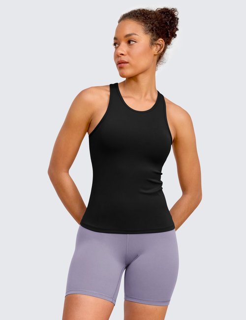 BAYDI Clouduxi Racerback Workout Tank Tops for Women Yoga Sleeveless Camisole Athletic Running Gym Shirts Black