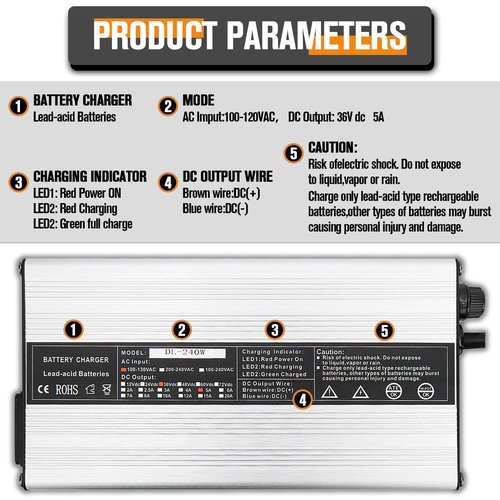 36 Volt Golf Cart Charger Compatible with EZ-GO TXT Medalist Golf Cart, 36V Battery Charger