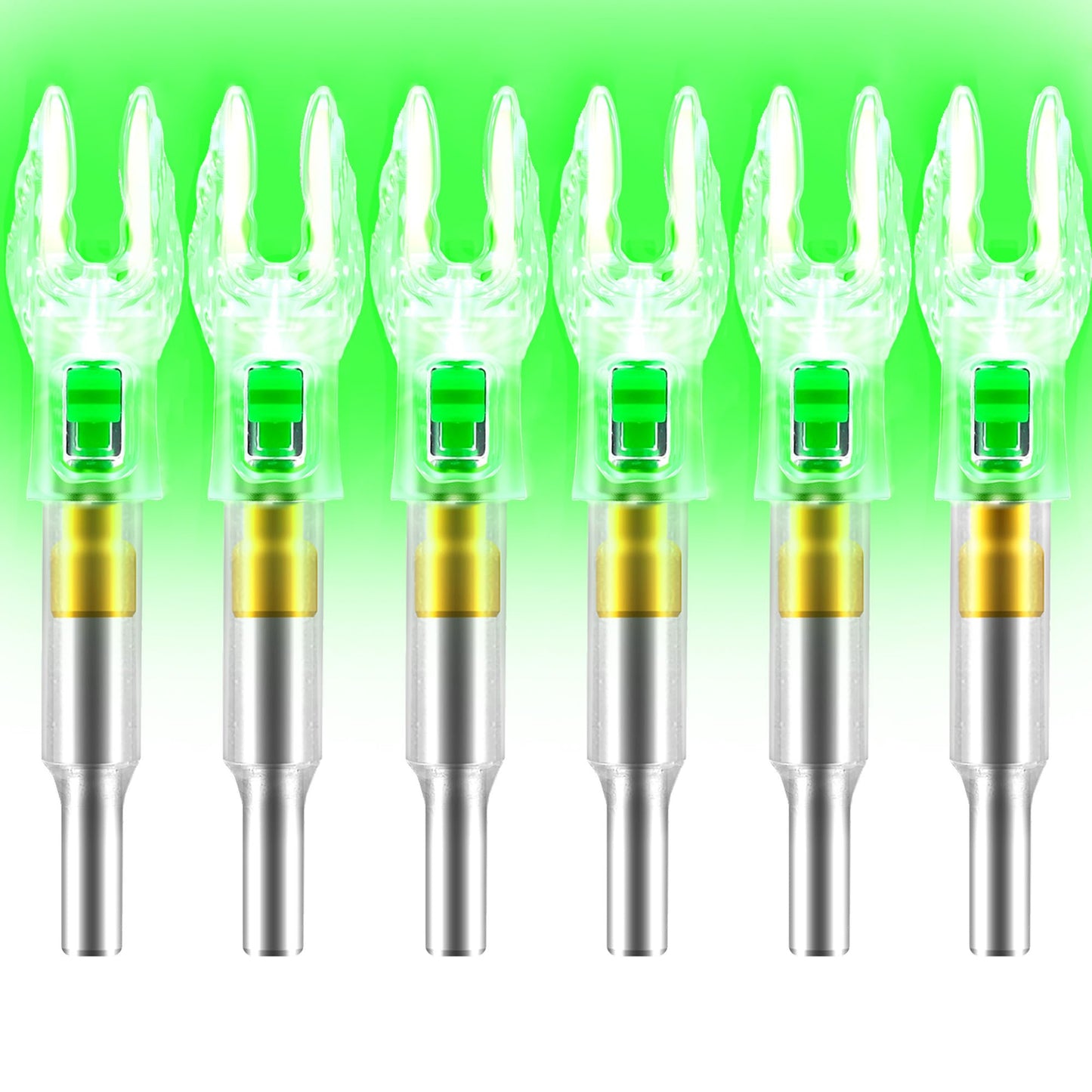 ACDSHOT 6 Pack X Lighted Nocks for Arrows with .204 .233 .244 .246 Inside Diameter with H, S, GT Bushings High Visibility Lighted Arrow Nocks
