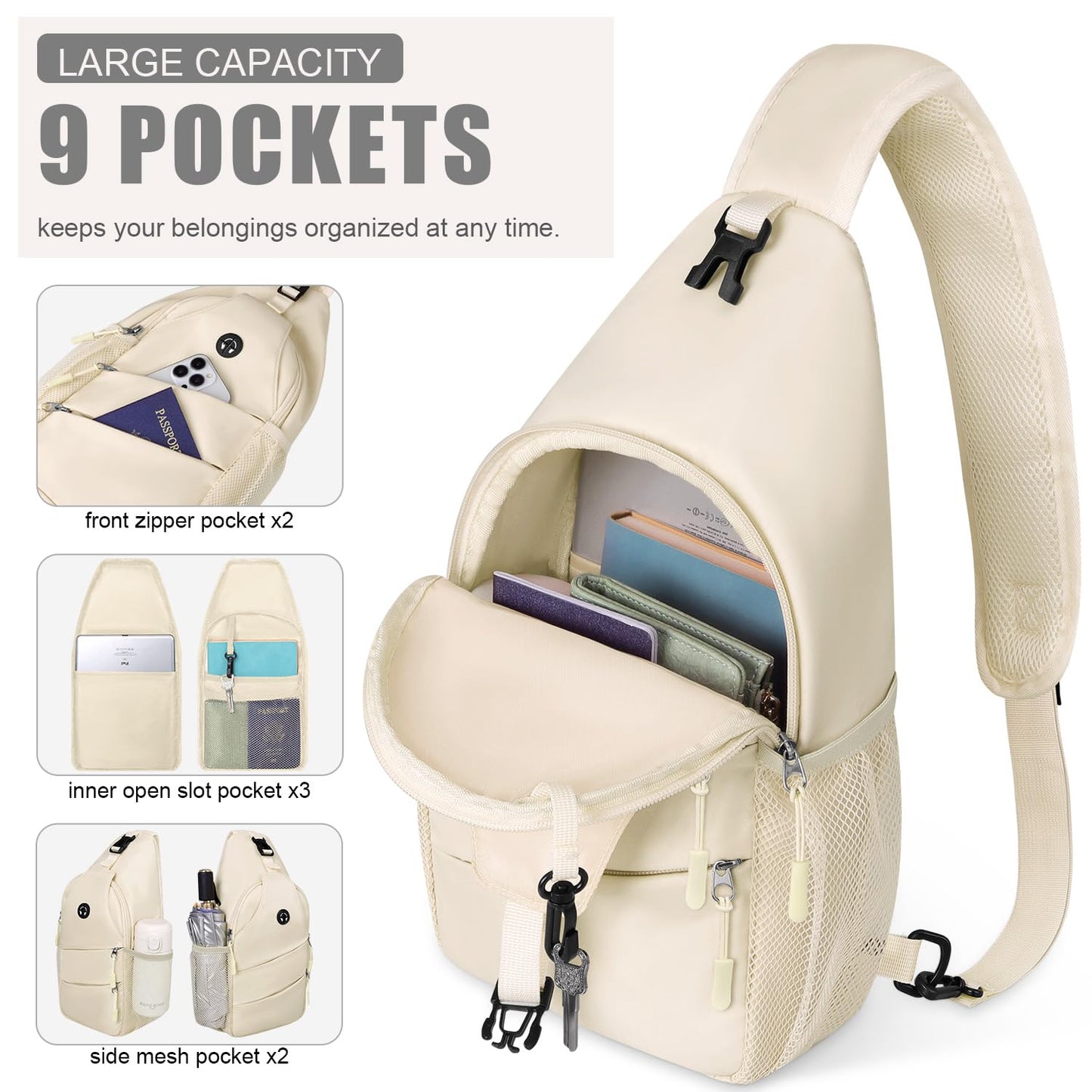 Pritent Crossbody Bags for Women Men Trendy Sling Bag Backpack Chest Bag