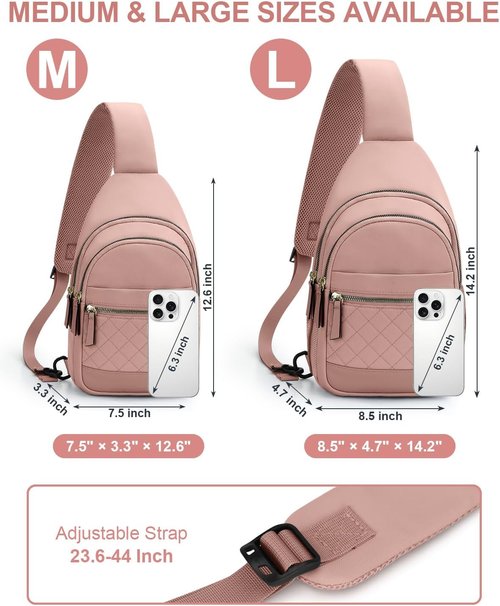 Capolo Sling Bag - Waterproof Crossbody for Men & Women | Trendy Casual Fanny Pack - Pink, Medium