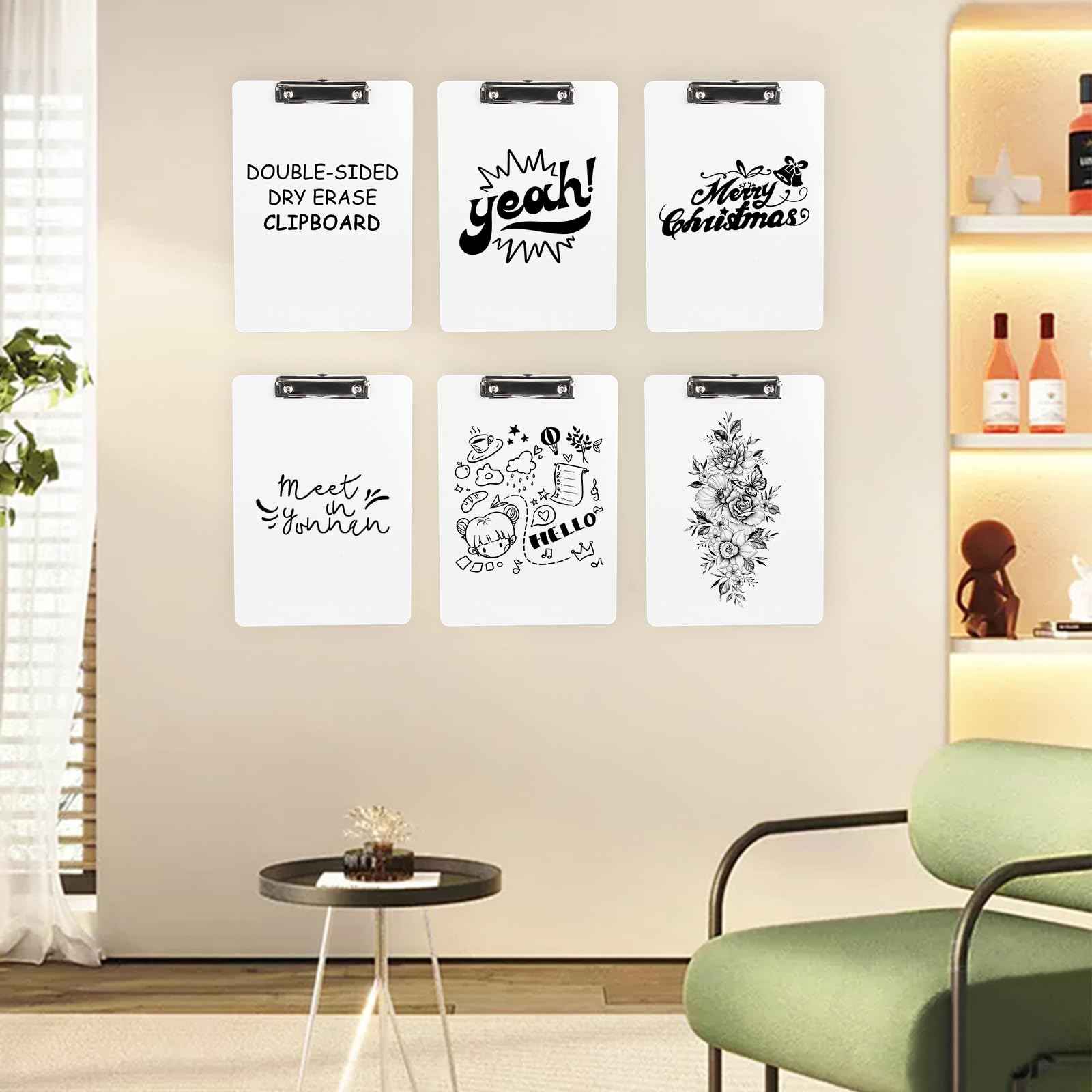 Macroclo Dry Erase Wood Clipboard 20 Pack, Hardboard Clip Board 8.5x11 for Classroom, Students, Kid, Size 9" x 12.5", Double-Sided White Board, with Low Profile Clip, Office & School Supply