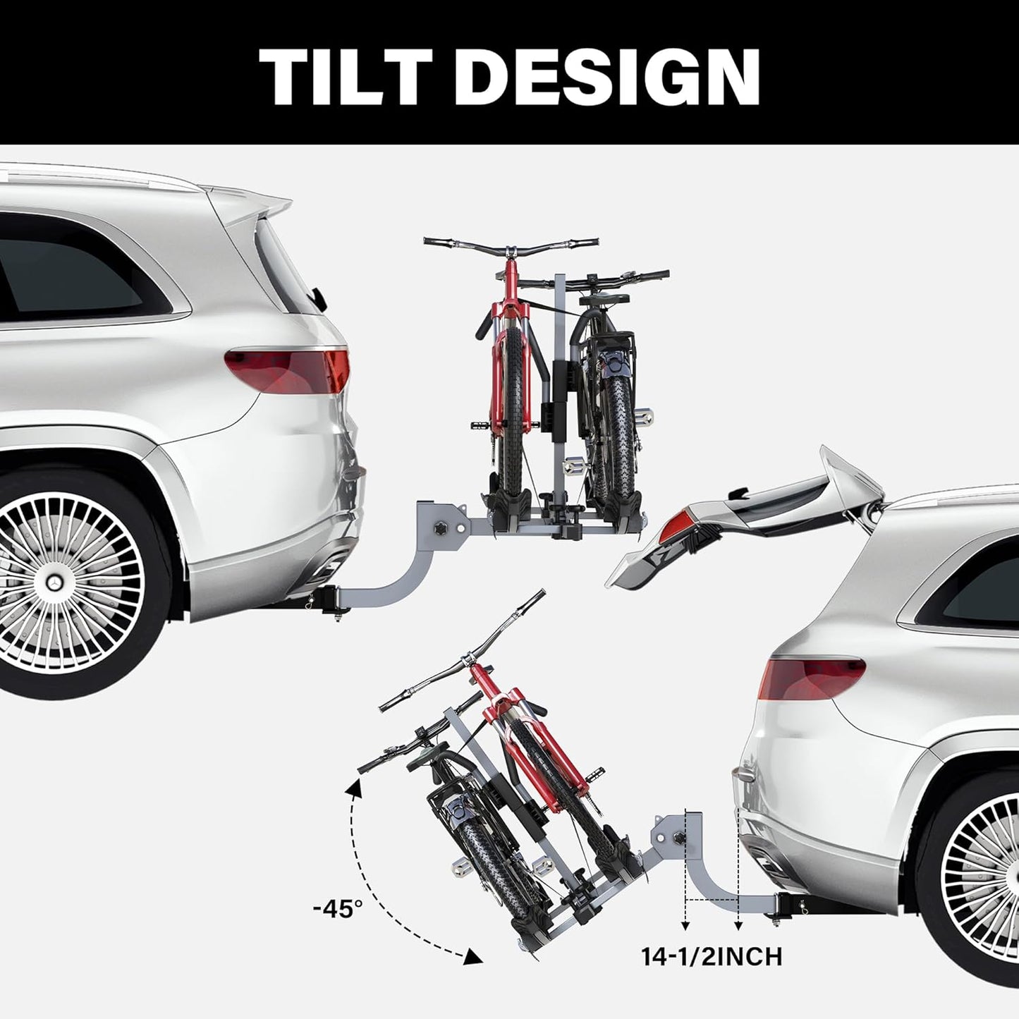 WILDROAD Hitch Bike Rack - Foldable 2-Bike Carrier for Standard, Fat Tire & E-Bikes | 180 lbs Capacity