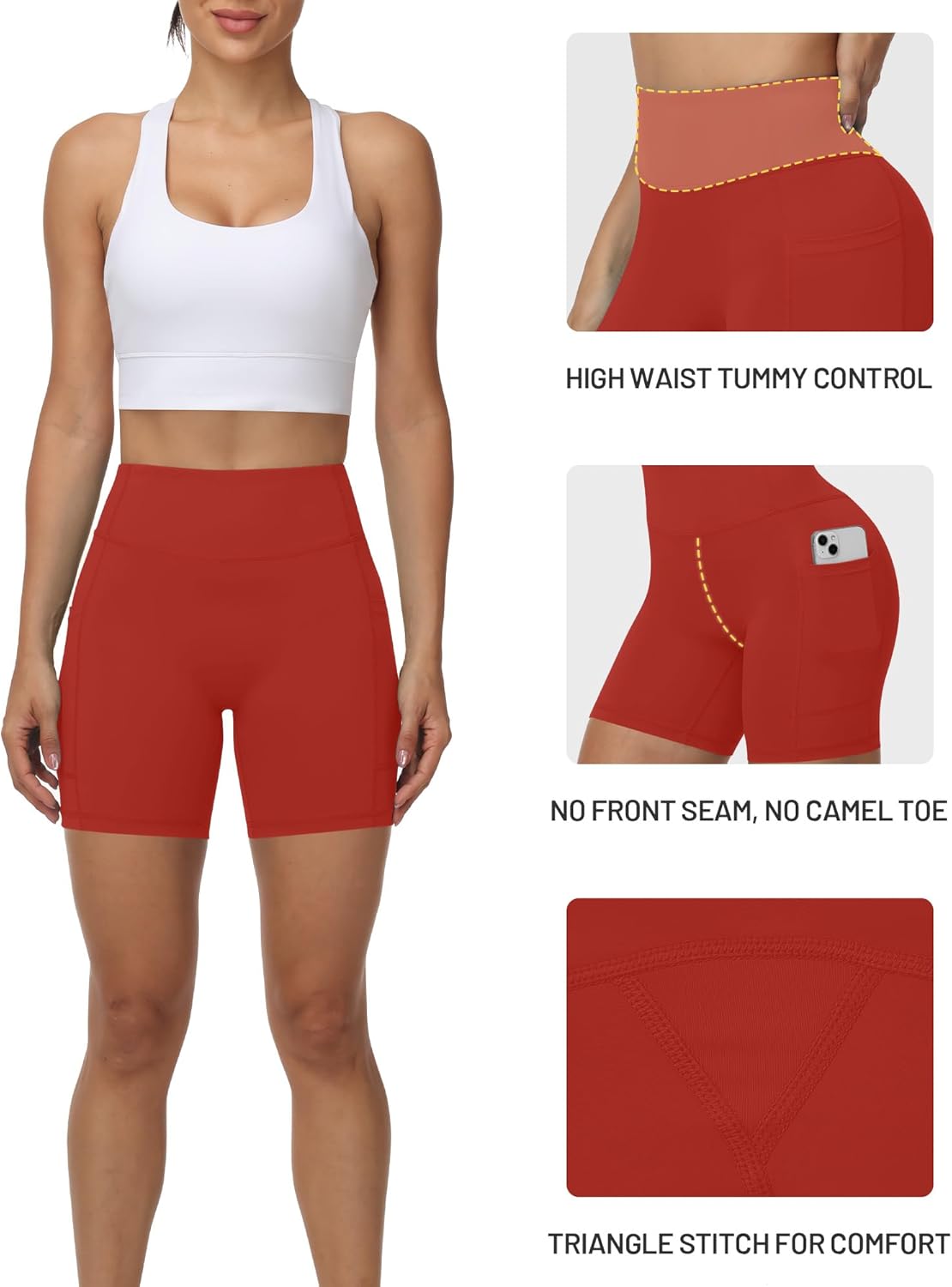Moozava Women's Biker Workout Shorts - High Waist Tummy Control | 8"/5"/3" Spandex with Pockets