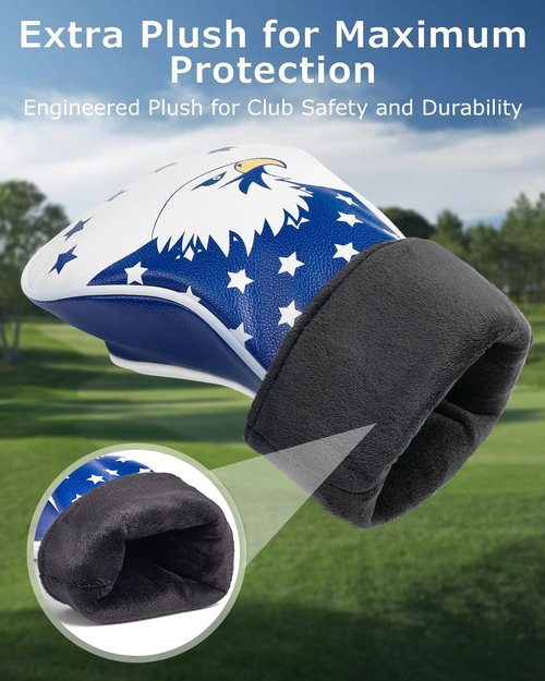 Fitense Golf Head Covers, 3 Pack Golf Club Head Covers USA Stars and Stripes, Velour Lined for Extra Club Protection, Designed to Fit All Woods and Drivers Velour Lined (1,3,X)