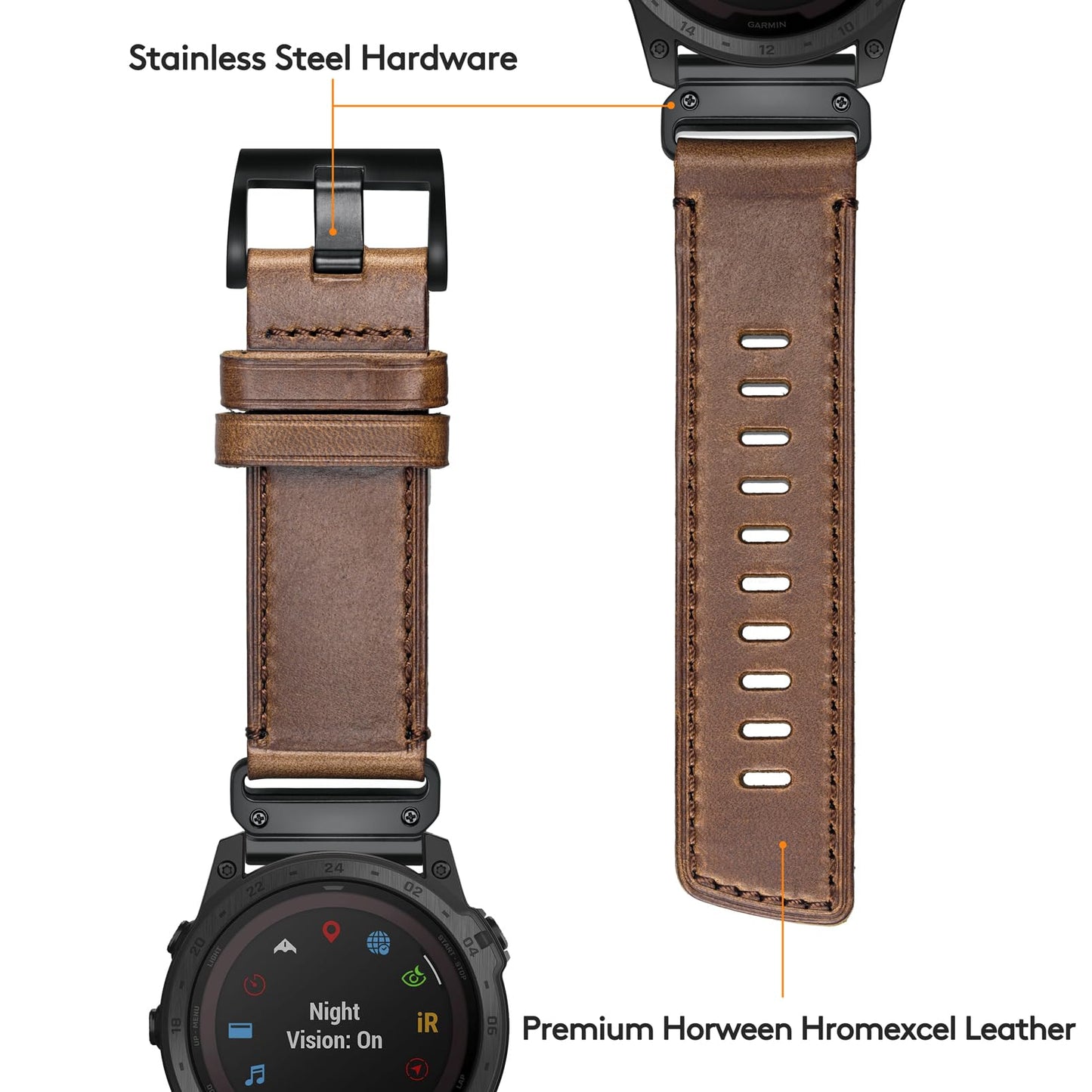 Leather Strap for Garmin Fenix 8 43mm/Fenix 7S/6S/5S, 20mm Replacement Band for Fenix 7S Pro/6S Pro/5S Plus/ 6S Solar/ Instinct 2S/ Instinct 2S Solar /Descent Mk1S / Descent Mk2S / D2 Delta S / Approach S70 - 42 MM