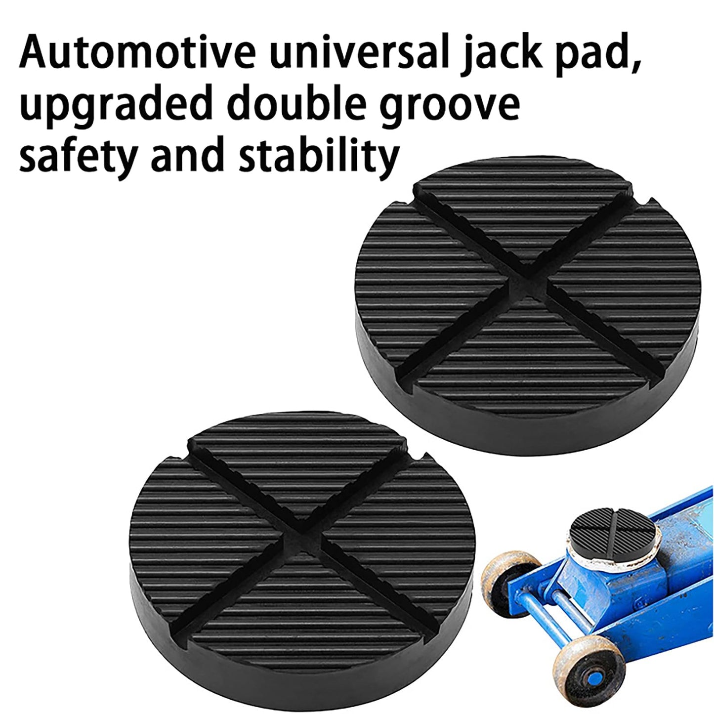 2PCS Rubber Jack Pads, Grooved Surface, Car Jack Block Jacks Adapter Jack Pad Jack Stand Pads for Pinch Welds Vehicle Lifts Rubber Floor Bracket