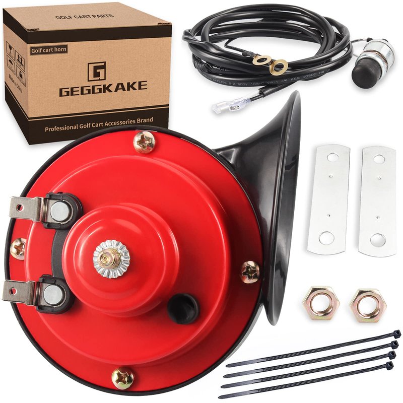 Geggkake Universal Golf Cart 12 Volt Horn Kit Fits Club Car, EZGO, Ya-ma-ha Golf Carts or UTV Boat