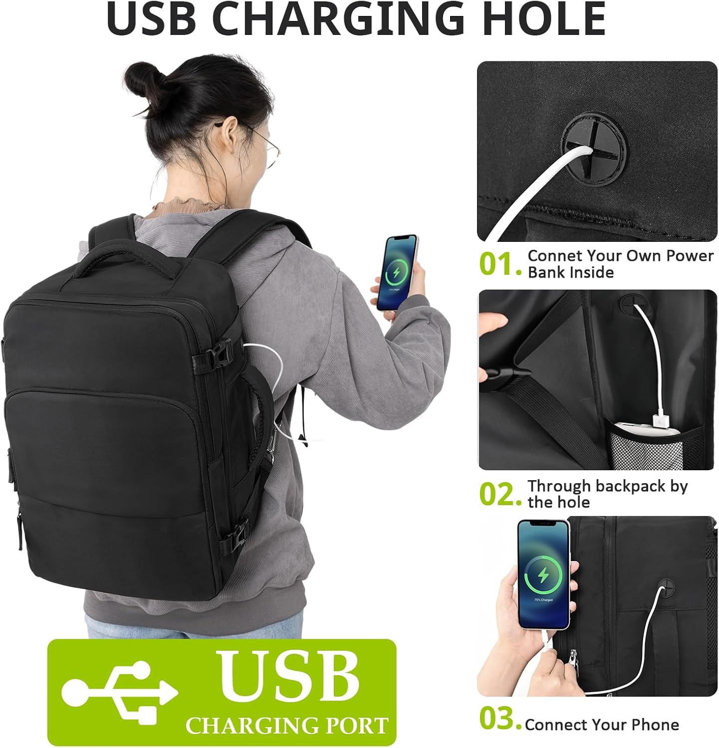Snoffic Travel Backpack | Waterproof Laptop Bag with USB Charging Port | 17-Inch Carry-On for Men & Women
