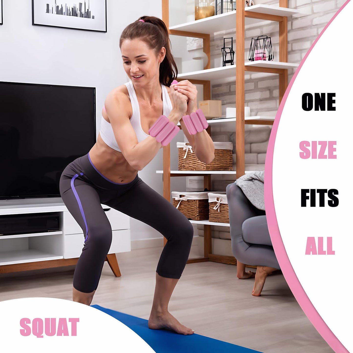 Ankle Weights for Women Wrist Weight: Adjustable Arm Weight Set for Yoga Barre Pilates Walking Aerobics Pool Exercise, Pack of 2, 2Lbs(1 Lbs each), Pink