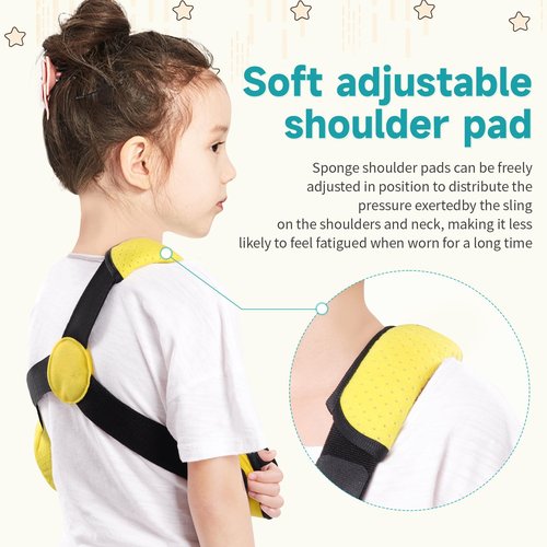ENLUNTRA Arm Sling Shoulder Injury Brace for Kids,Kids Arm Sling Shoulder Immobilizer with Waist Strap,Wrist, Elbow,Clavicle Fracture Post-Surgery(Yellow)