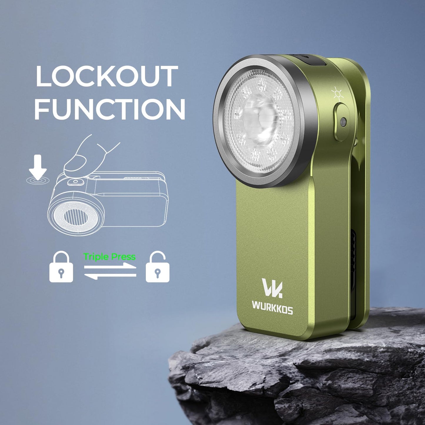 Wurkkos HD03 EDC Flashlight Rechargeable Clip-on Light 90 High CRI