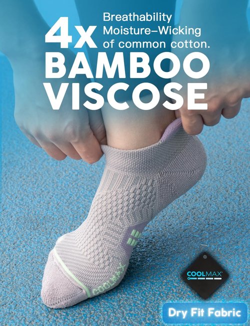 Juclise Compression Running Socks - Coolmax Bamboo Viscose, Anti-Blister, Moisture-Wicking, Cushioned
