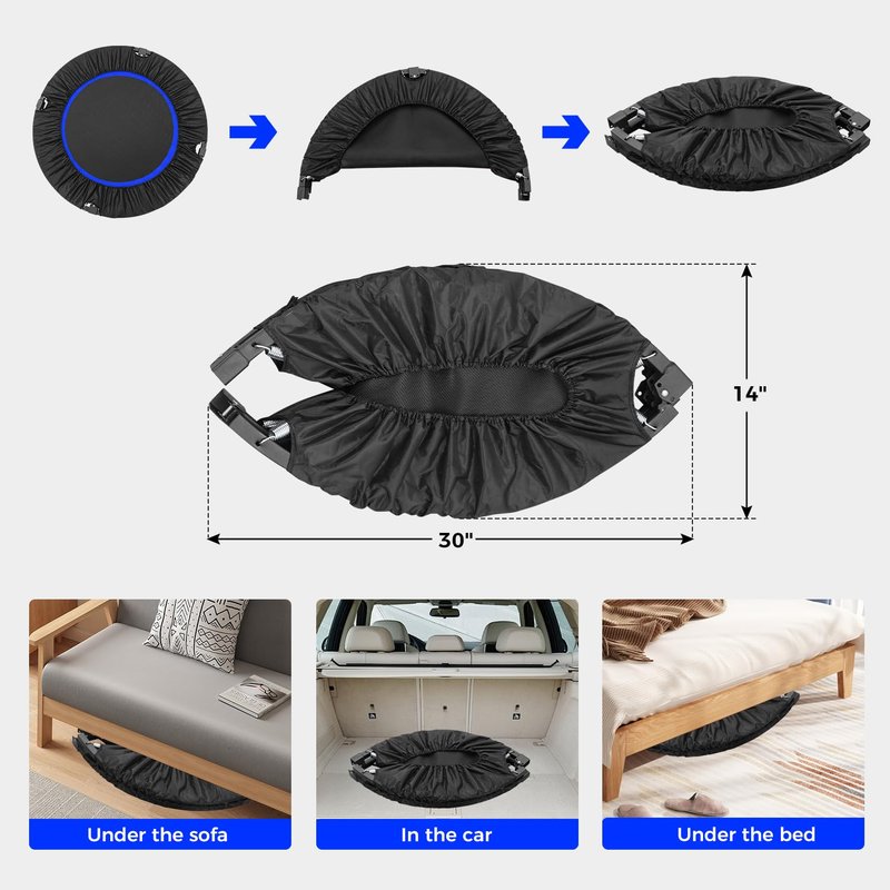 Wonlink 40" Rebounder Trampoline for Adults Mini Trampoline for Adults and Kids Exercise Rebounder with Bar Fitness Trampoline Indoor Height Adjustable Max Load 330lbs (Blue)