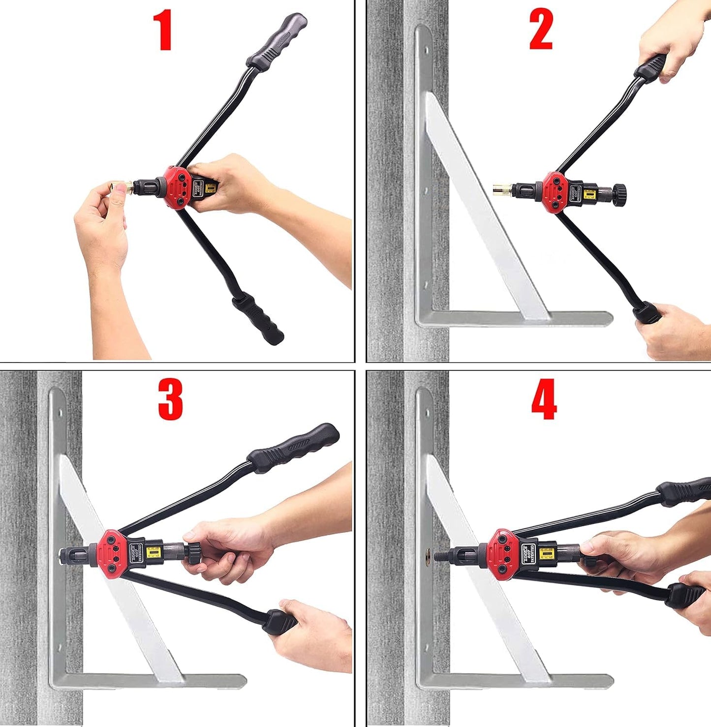 ZIOJOVK 16-Inch Rivet Nut Tool Kit, with17 Metric and SAE Mandrels, 256Pcs Assorted Rivet Nuts, and Rugged Carrying Case