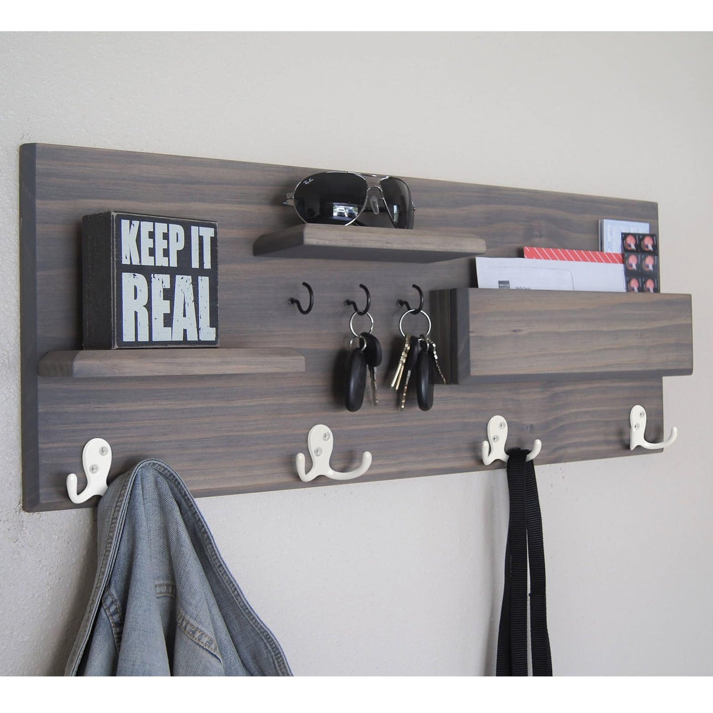 Homanu 14 Pack Coat Hooks, Heavy Duty Double Prong Coat Hooks Wall Mounted with 28 Screws, No Rust White Metal Wall Hooks for Hanging Towel, Coat, Bag, Hat, Cup, Key