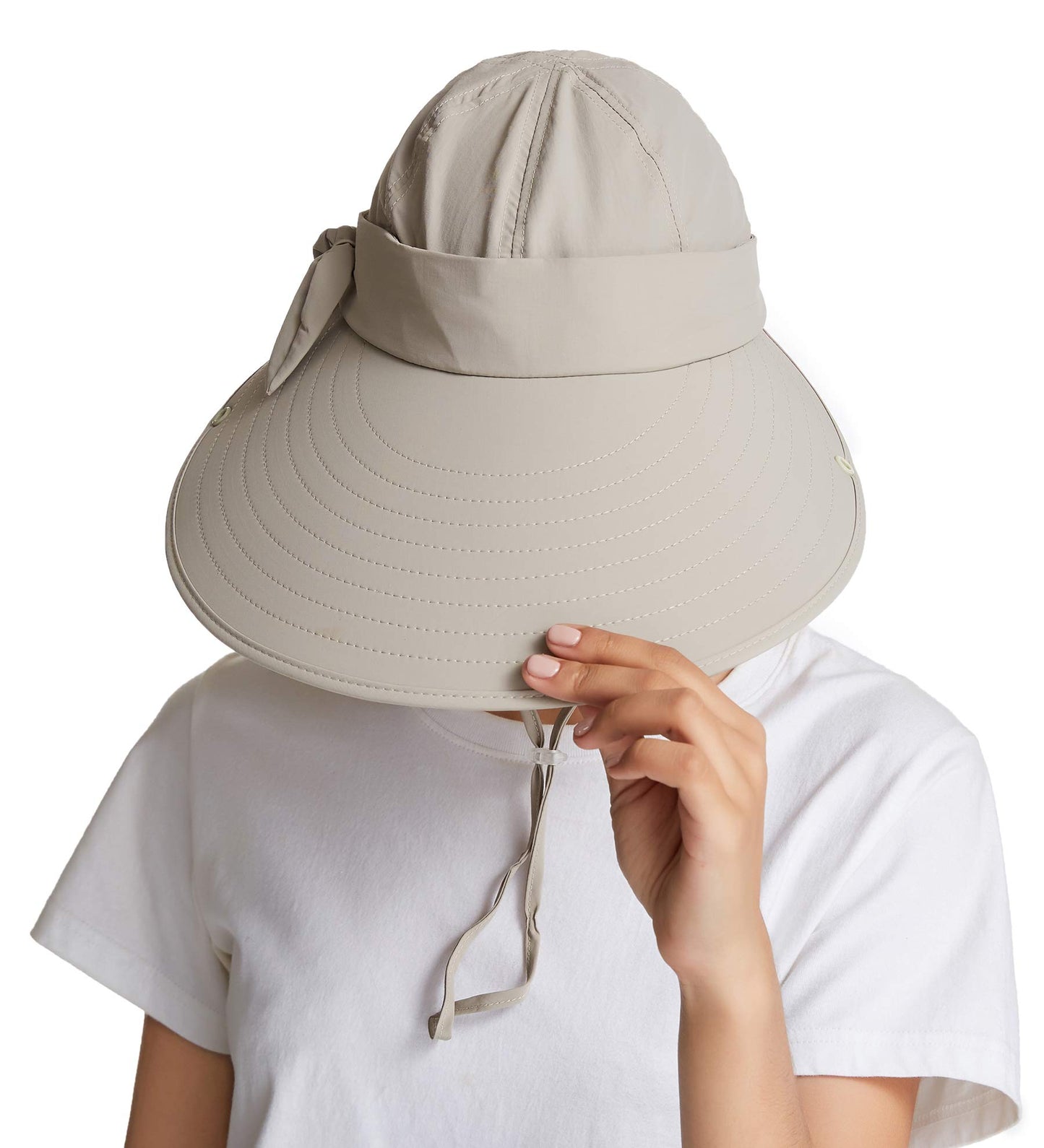icolor Sun Hats for Women Fishing Hat UPF+50 Detachable Face Mask Neck Flap Visor Wide Brim UV Sun Protection Hiking Hats Khaki