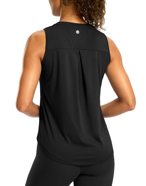 G Gradual Workout Tank Top for Women Sleeveless Athletic Yoga Tops High Neck Quick Dry Running Tennis Sports Shirts for Women(Black,M)