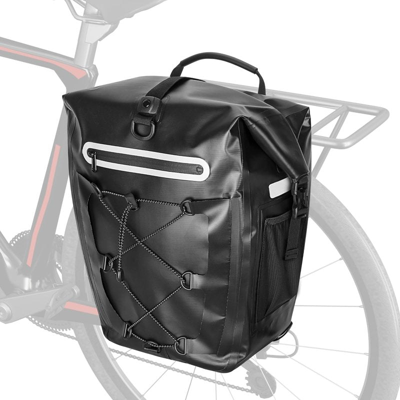 Smasrob Waterproof Bike Pannier, 30L Rear Bike Rack Bag with Multiple Pockets and Adjustable Clips, Bicycle Pannier Fits Most Bike Racks, Black (1 Bag)
