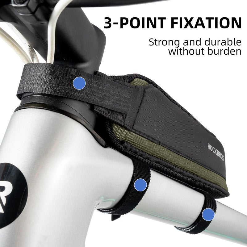 ROCKBROS Bike Frame Bag Top Bike Tube Bag Bike Triangle Bag Small Aerodynamic Bag for Triathlon and Gravel Bikes black