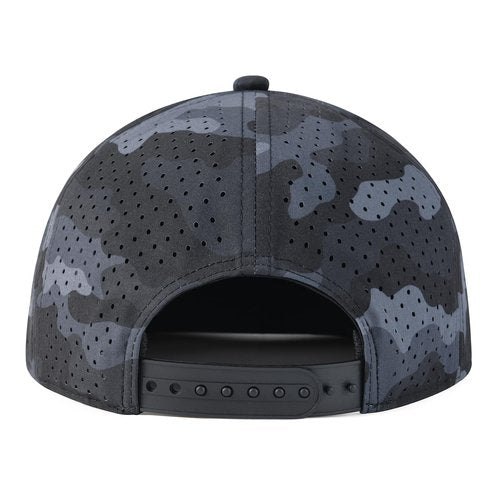 FEINION Men Flat Brim Adjustable Performance Hat Snapback Laser Perforated Baseball Cap (Grey Camouflage)