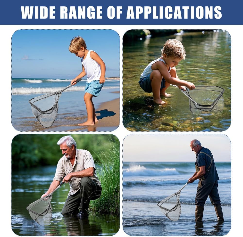 Skiennix Fishing Net - Collapsible Telescopic Handle with Durable Nylon Mesh - Small Size for Freshwater & Saltwater