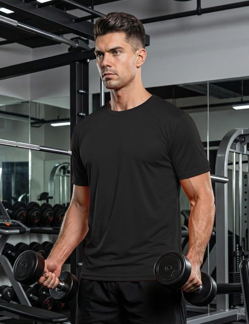 KEFITEVD Men's UPF 50+ Short Sleeve Rash Guard - Quick Dry Sun Protection Athletic Tee