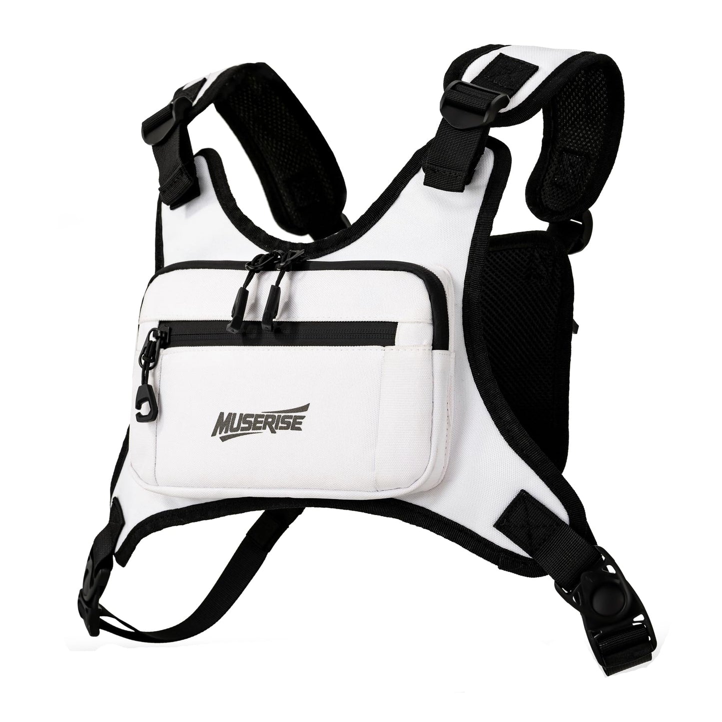Muserise Sports Chest Bag For Men Women, Water Resistant Lightweight Front Chest Pack, Running Vest Bag With Built-In Phone Holder & Extra Storage For Workouts, Running, Cycling