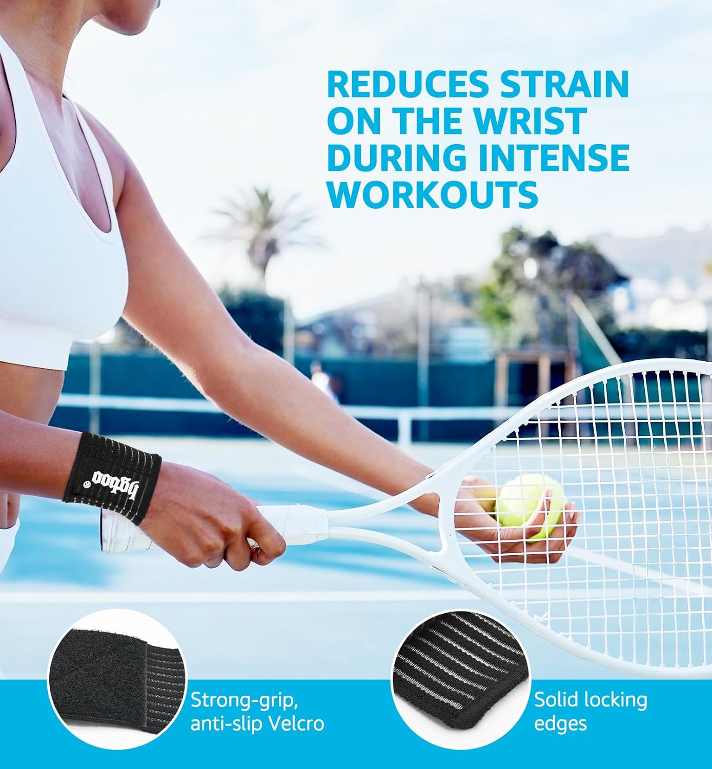 Skiennix Compression Wrist Bands - High-Elastic Straps for Sports & Weightlifting | 2 PCS, Breathable Fabric (Black)