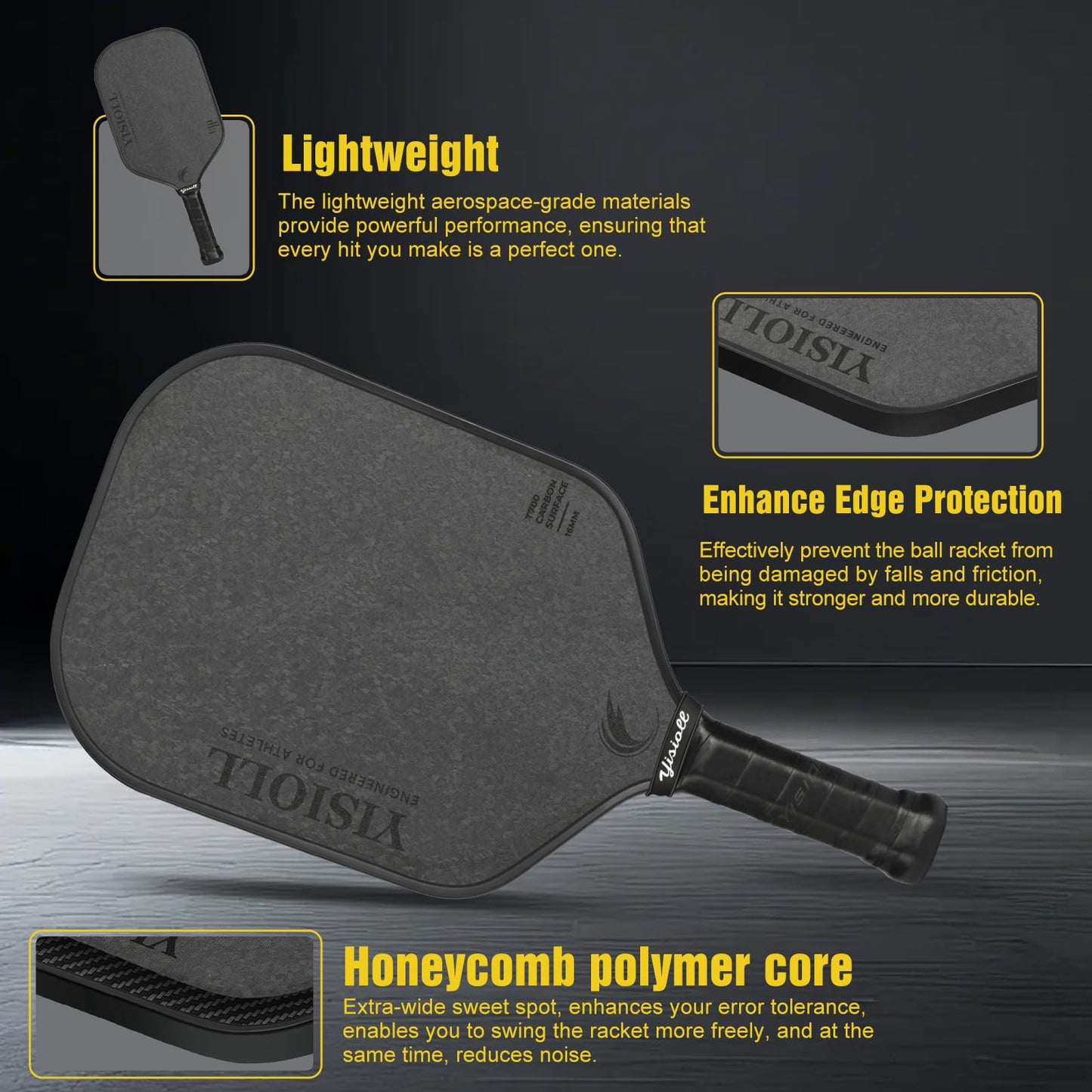 Pickleball Paddles Set of 2, T700 Carbon Fiber Pickleball Paddle, Professional Pickleball Paddles with Strong Power and Spin, Durable & Lightweight Pickleball Rackets for All Players