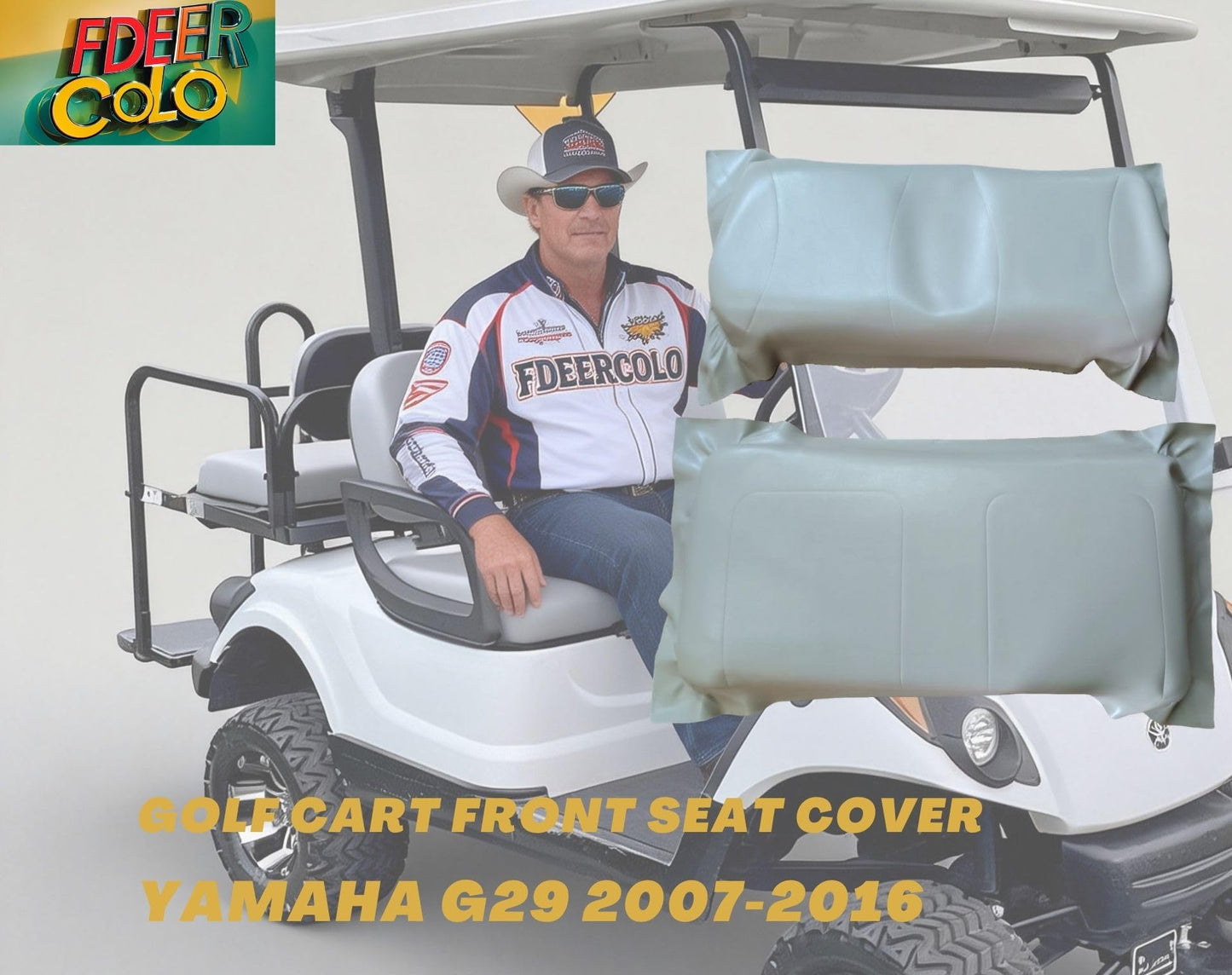 For Yamaha G29 2007-2016 Regular Golf Cart Front Seat Cover and Backrest Outer Leather (Slate gray/Thickened)