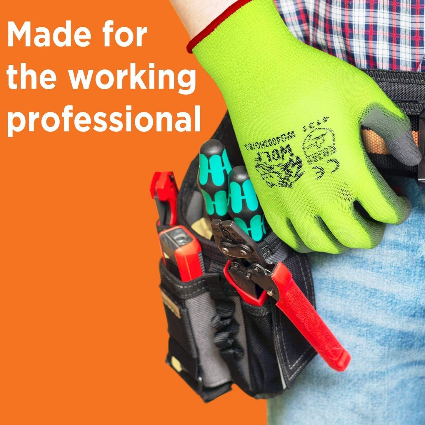 WOLF Work Gloves - Polyurethane Palm Coated Nylon for Construction & Gardening | Durable & Comfortable