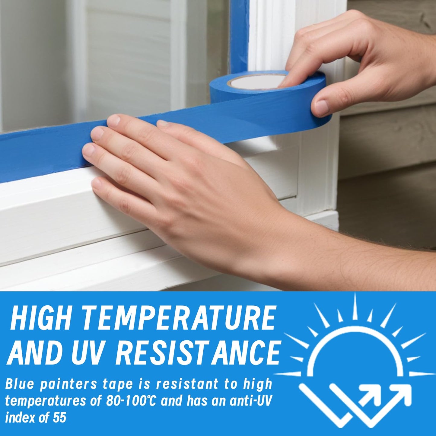 Fyguard 4 Rolls Painters Tape, 1Inch x 55 Yards Blue Painters Tape Washi Painters Tape Multi-Surface Blue Masking Tape for Wall Painting Masking Edge Treatment DIY, Home Use