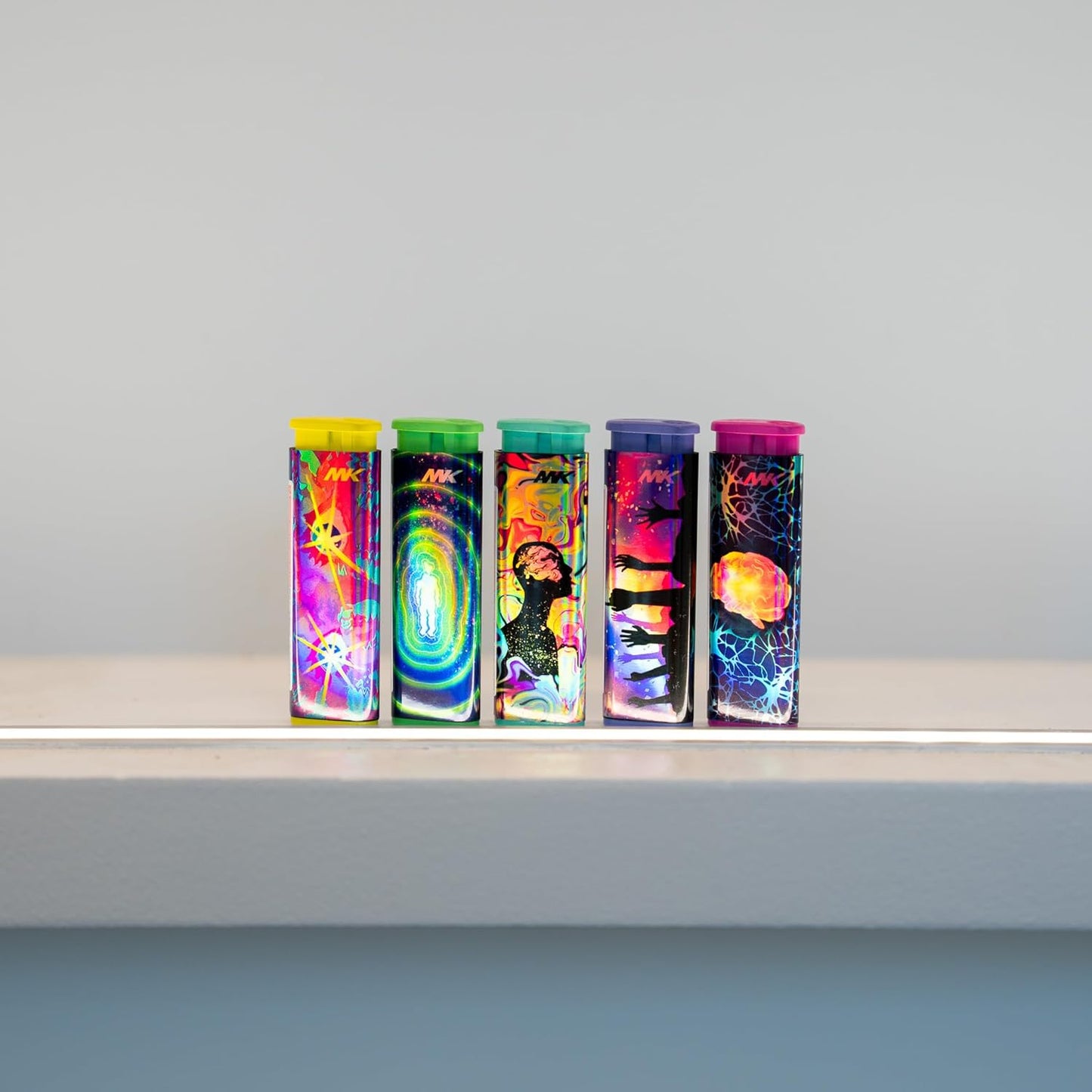 MK Windproof Jet Flame Lighters - 5PCS Striking Design for Candles, Camping & Outdoor Use | Butane Refillable