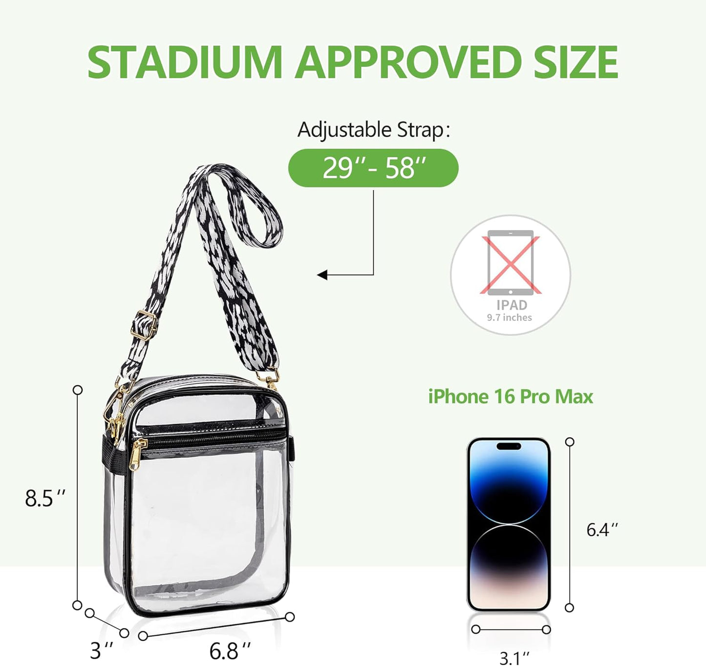 MAY TREE Clear Stadium Approved Purse - Adjustable Strap for Concerts & Events | Stylish Handbag