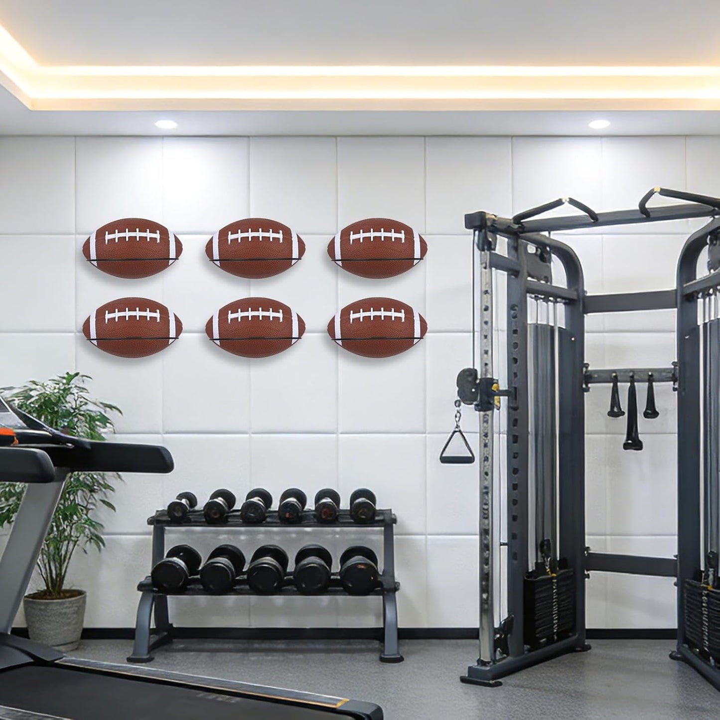 Skiennix Football Wall Mounts - 6-Piece Metal Display Stand for Sports Balls | Ideal for Room Decor & Garage Organization